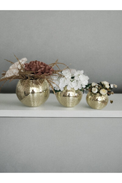 IŞILTI HOME DESIGN Mirror Glass Vase Light Gold Set of 3