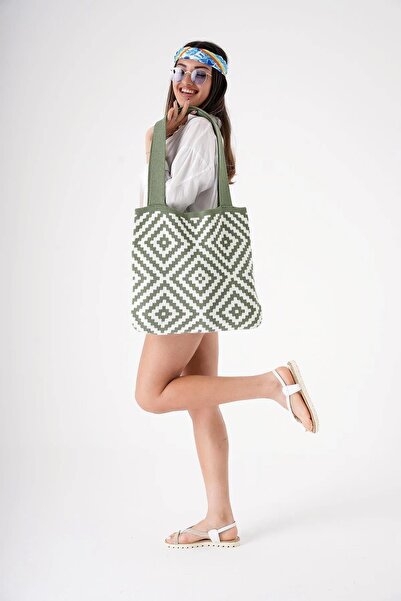 CHUBA Green Women's Knitwear Shopper - Ethnic Pattern, Hand and Shoulder Bag CHAX810