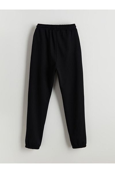 LC Waikiki Black Elastic Waist Girls Jogger Sweatpants