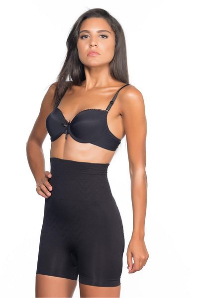 Emay Corset negru Mi 2075 cu talie înaltă cu model dublu picior scurt