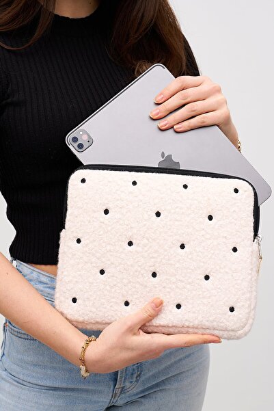 MORCA حافظة كمبيوتر لوحي منقطة مقاس 10 بوصة و11 بوصة متوافقة باللون البيج