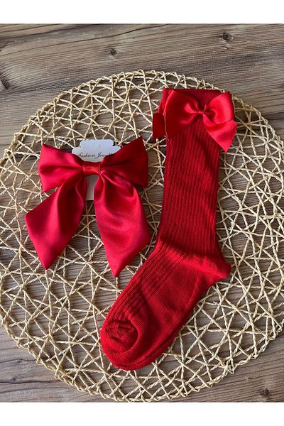 baderin Red Bow Sock Buckle Set