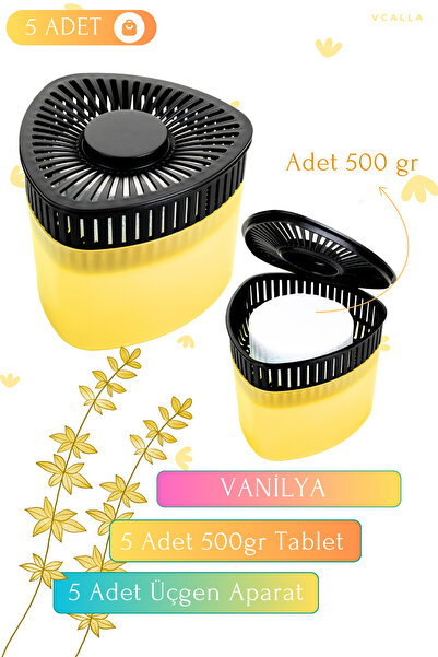 Ev Tipi Nem Alıcı Set | Vanilya Esanslı | 5 Aparat 5 Tablet | Rutubet & Küf Önleyici |