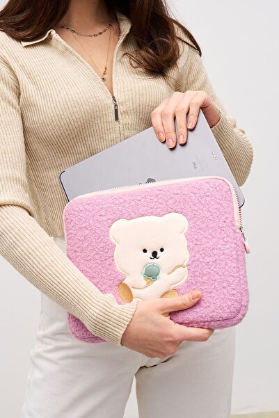 MORCA حافظة تيدي بير للكمبيوتر اللوحي مقاس 10 بوصة و11 بوصة متوافقة مع اللون الوردي