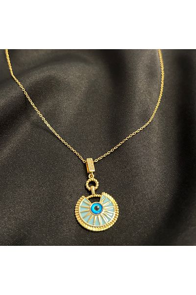 Zeyn Gold Steel Necklace with Sun-Eye Figure