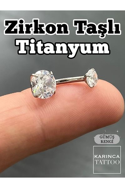 Karınca Piercing Titanium Belly Piercing - Zircon Stone Ant Tattoo