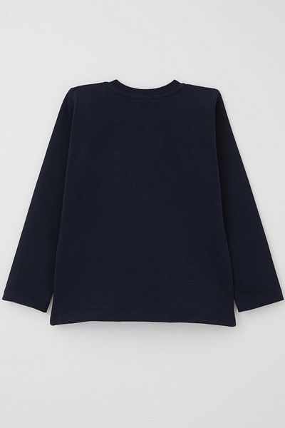 Breeze Baby Boy Long Sleeve T-Shirt with Pocket Detail and Cool Text Emblem 9 Months-3 Years, Navy Blue