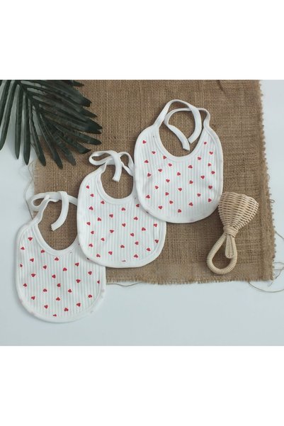Bebe wini 100% Cotton Red Heart 3-Piece Baby Bib