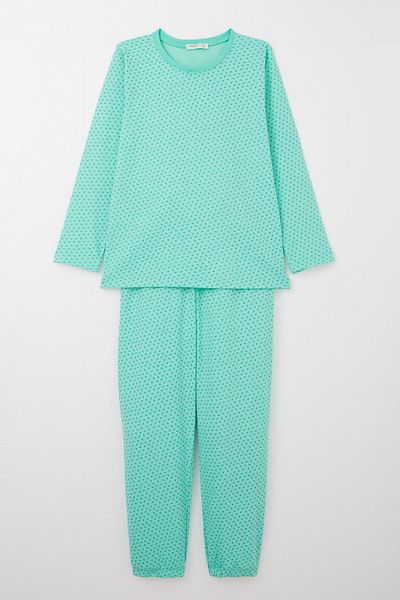 Breeze 9-12 ani, set de pijamale pentru fete cu modele de flori verzi