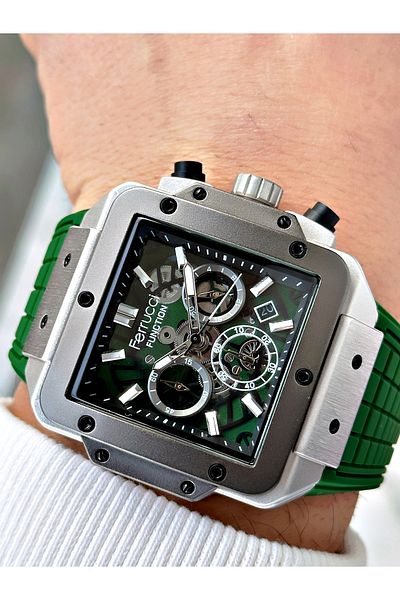 Ferrucci Function Green Color Silicone Band Men Wrist Watch Fcf23014