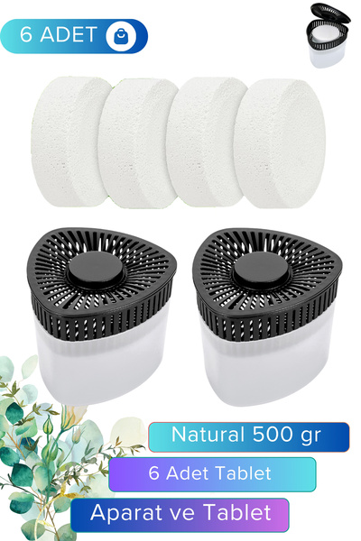 Vcalla Nem Alıcı - Rutubet Giderici Natural ( 6 Adet 500 gram Tablet Ve 2 Ade...