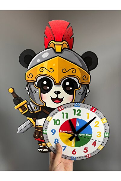 karbonsoft Sevimli Şövalye Panda Montessori Çocuk Odası Eğitici Ahşap Duvar S...