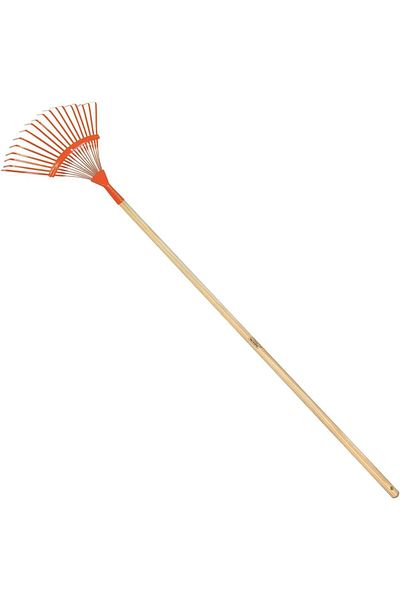 TRAMONTINA Since 1911, Made In Brazil - Fixed Metallic Leaf Rake With 18 Flat Wire Teeth | 120cm Wood Handle