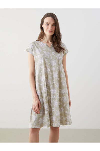 LC Waikiki Nevavm with a Difference Lcw Grace Khaki Collarless Floral Short S...