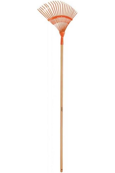 TRAMONTINA Since 1911, Made In Brazil - Fixed Metallic Leaf Rake With 22 Flat Wire Teeth 120 Cm Wood Handle