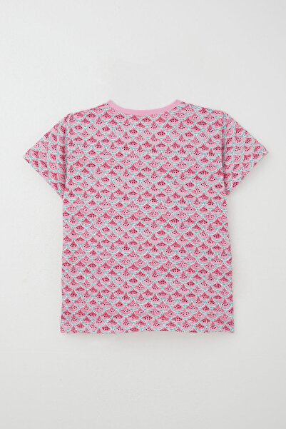 Breeze Pink Girls Pajama Set - Ages 9-14, Slice Pattern with Shorts