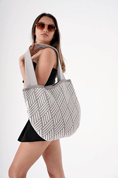 CHUBA Ethnic Bohemian Knitwear Women's Shopper - Casual Hand and Shoulder Bag with Strap CHAX811 - Mink