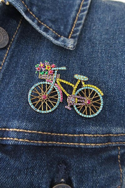 New Obsessions Renkli Taşlı Bisiklet Broş Yaka İğnesi