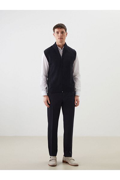 LC Waikiki Lcwaikiki Classic Navy Blue Standard Fit Stand Collar Men's Knitwear Vest