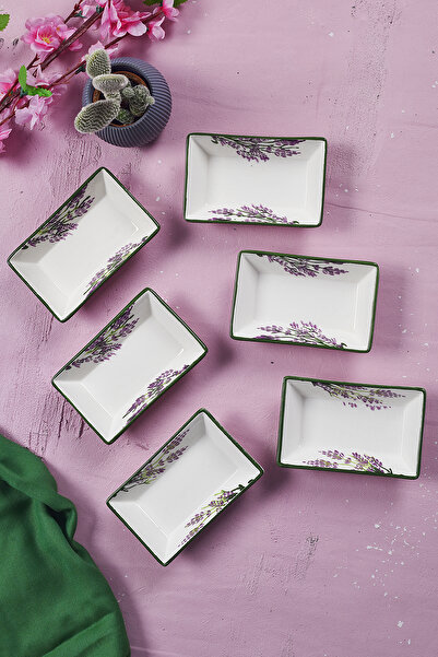 Piatti Naturali 6’lı Çerezlik Lavanta Desen Handmade Sunumluk Reçellik Sosluk Kahvaltılık Çerez İkram Seti