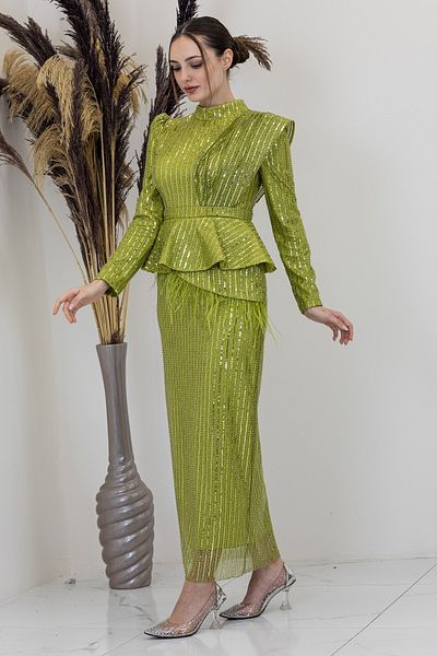 Surikka Βραδινό φόρεμα Pamira με λεπτομέρεια Peplum και φτερά Otriş