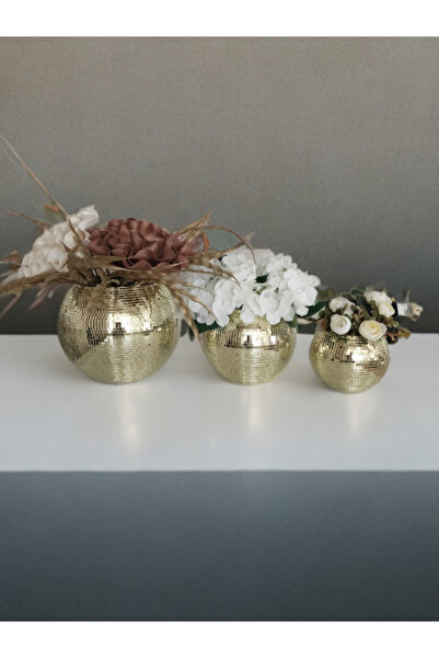 IŞILTI HOME DESIGN Mirror Glass Vase Light Gold Set of 3