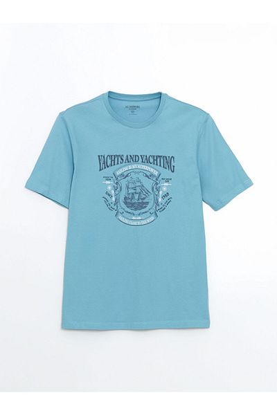 LC Waikiki Ανδρικό μπλουζάκι LCW Crew Neck με εμπριμέ χτενισμένο βαμβάκι