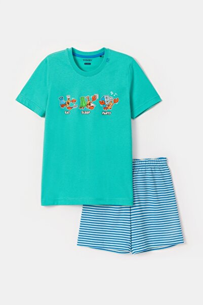 Woody 10-16 Years Old Boys' Pajamas-Pus - 727-Turquoise