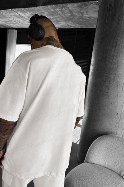 Millionaire Ανδρικό μπλουζάκι εκρού λευκό Good Karma Oversize Loose Wide Fit Loose Cut T-shirt
