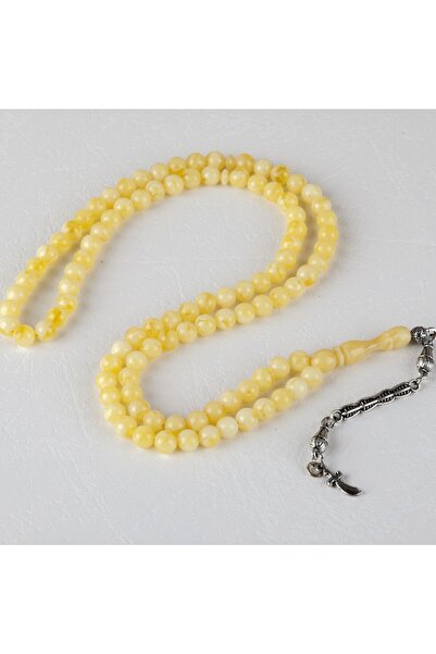 LapisDo 99 de mărgele de rugăciune din chihlimbar cu ciucuri de alpaca, 6,2 mm