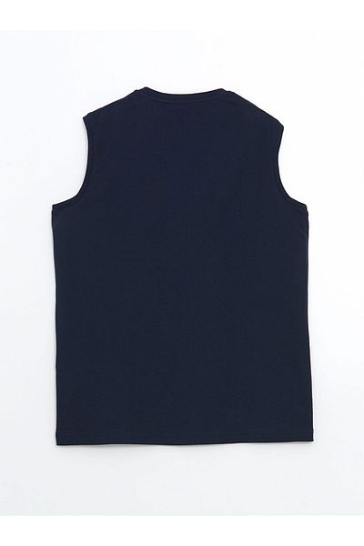 LC Waikiki Lcwaikiki Classic Navy Blue Crew Neck Printed Men's Sleeveless T-Shirt