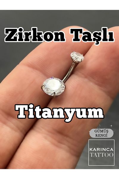 Karınca Piercing Titanium Belly Piercing - Zircon Stone Ant Tattoo