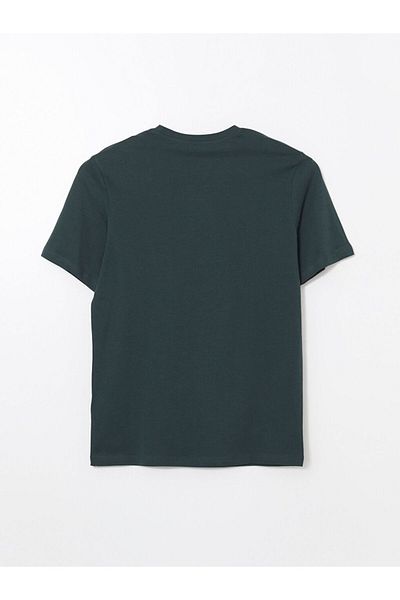 LC Waikiki Ανδρικό μπλουζάκι LCWAIKIKI Classic Green Crew Neck με εμπριμέ χτενισμένο βαμβακερό μπλουζάκι