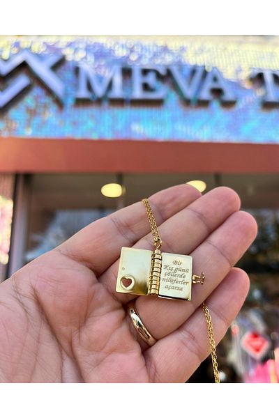 DM Takı Special Design Poetry Book Necklace for Lovers (Meva Jewelry)