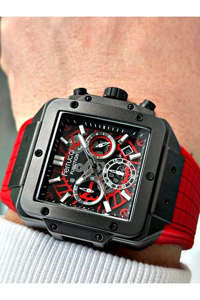 Ferrucci Function Red Color Silicone Cord Men Wrist Watch Fcf23014