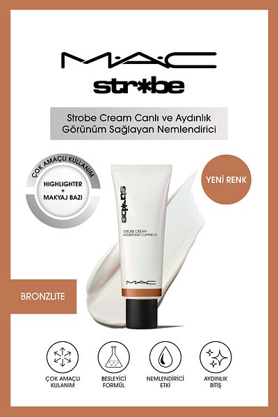 M.A.C Strobe Cream Illuminator Cream Highlighter & Makeup Base - Bronzelite 50 ml