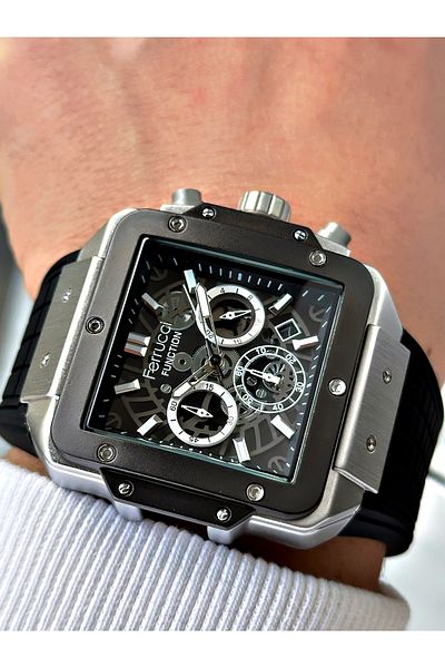 Ferrucci Function Black Color Silicone Cord Men Wrist Watch Fcf23014