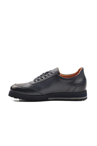 AYAKMOD Premium 6460 m Navy Blue Genuine Leather Men's Casual Shoes