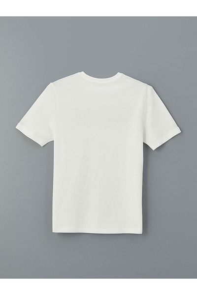 LC Waikiki Ανδρικό μπλουζάκι LCWAIKIKI Classic Ecru Crew Neck με στάμπα χτενισμένο βαμβακερό