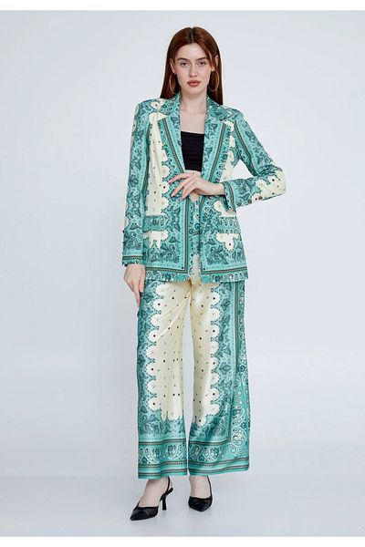 MİANOTTE Long Sleeve Patterned Regular Jacket - Pants Bottom Top Set