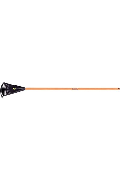 TRAMONTINA Since 1911, Made In Brazil - 15 Teeth Black Polypropylene Garden Leaf Rake With 120cm Wood Handle