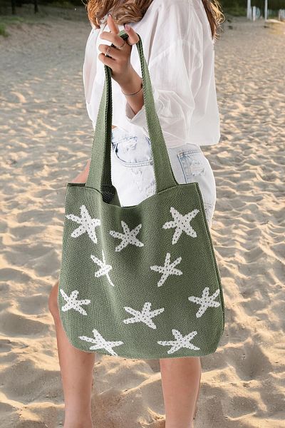 CHUBA Green Knitwear Γυναικεία τσάντα παραλίας - Starfish Jacquard Print, για τα χέρια και τους ώμους CHAX812
