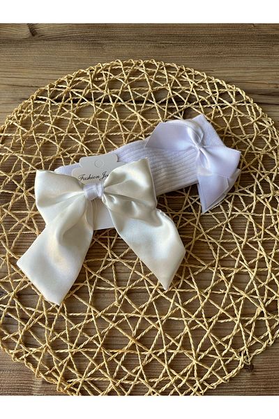 baderin White Bow Sock Buckle Set