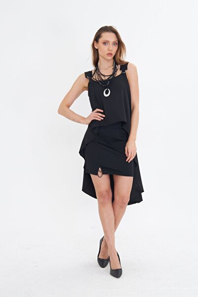 LAMANTE ASKILI SİYAH JİLE BLUZ