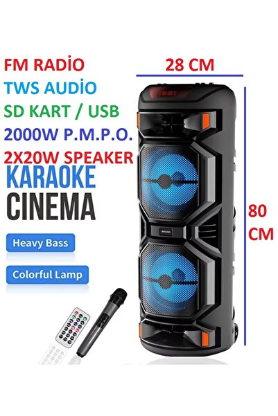 JUNGLEE 2X8 İNÇ BÜYÜK BOY TEKERLEKLİ BLUETOOTH SPEAKER ŞARJLI KABLOSUZ MİKROF...