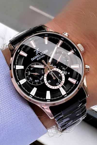 Daniel Klein Original Men's Wristwatch - Black Color, 3 Atm Waterproof, Steel Band