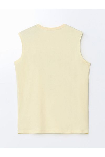 LC Waikiki Lcwaikiki Classic Yellow Crew Neck Printed Men's Sleeveless T-Shirt