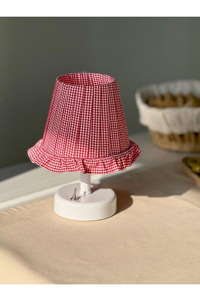 Maison Avf Red Gingham Pleated Raw Linen Runner