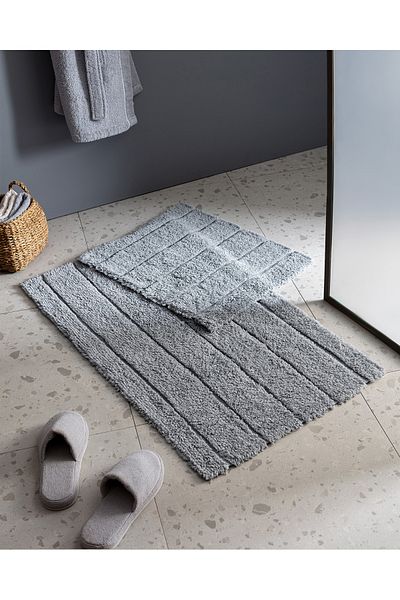 Madame Coco Gray 2-Piece Cotton Bath Mat