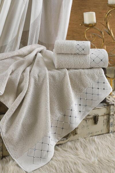 Ellia Soft طقم مناشف جورجيو مكون من 3 قطع، 100% قطن، طقم حمام تركي فاخر في علبة، طقم هدايا فاخر، مناشف حمام فاخرة